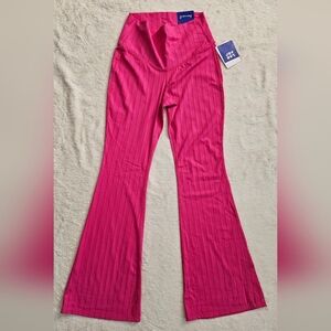 Target JoyLab Ribbed High Rise Flare Leggings Lip Gloss Pink sz M Extra Long NWT